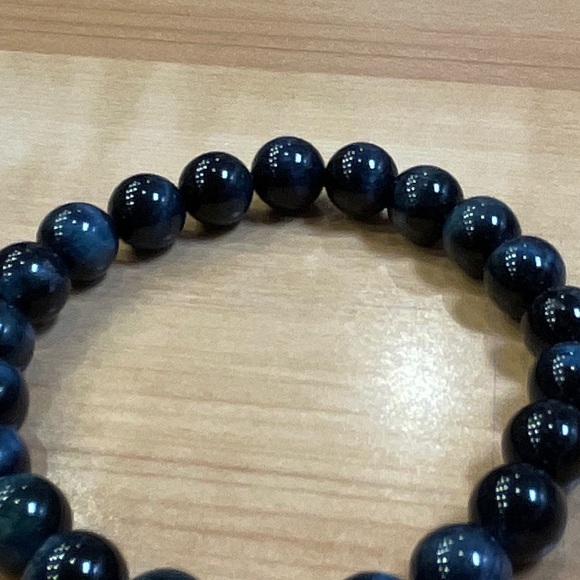 Semi-precious Blue Tiger’ Eyes Gemstone Boho Style Bracelet - Picture 4 of 6